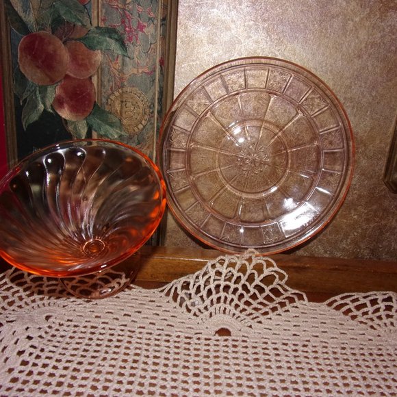 Pink Depression Glass Dining Vintage Pink Depression Glass Dessert
